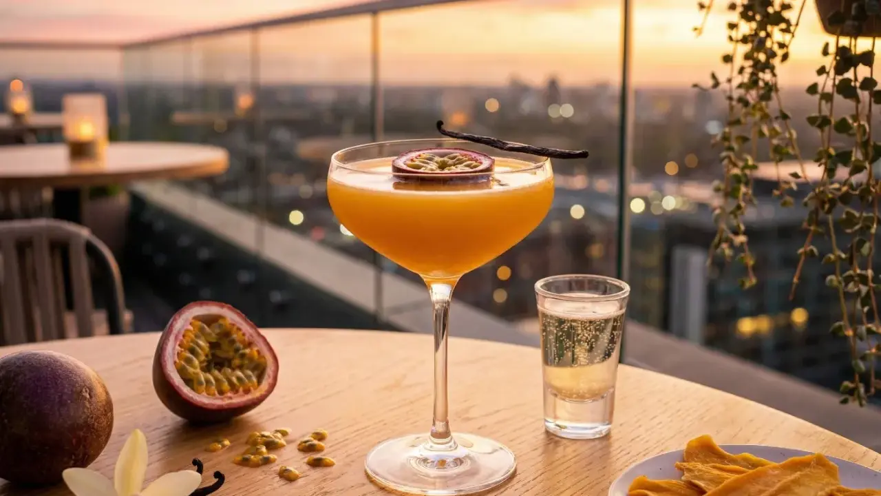 Ein Pornstar Martini Rezept mit Passionsfrucht, Vanille und einem Schuss Sekt. Perfekt für einen Abend auf der Dachterrasse.