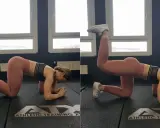 Frau trainiert Gesäßmuskeln auf einer Matte. Mit dieser Übung kannst du deine Reiterhosen wegtrainieren und deinen Po formen.