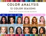Farbtypen-Analyse: 12 Farb-Jahreszeiten. Prominente zeigen die Vielfalt der Farb-Jahreszeiten, von Winter bis Herbst.