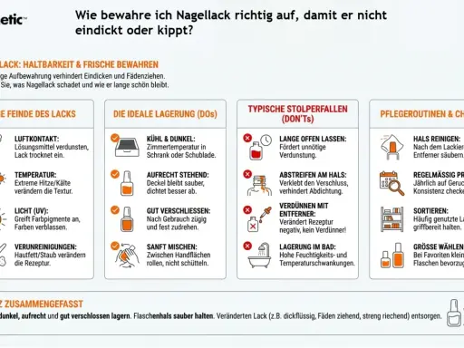 Nagellack richtig lagern: kühl, dunkel, aufrecht & gut verschlossen. So kann er nicht eindicken oder kippen.