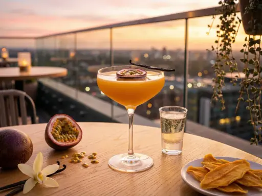 Ein Pornstar Martini Rezept mit Passionsfrucht, Vanille und einem Schuss Sekt. Perfekt für einen Abend auf der Dachterrasse.