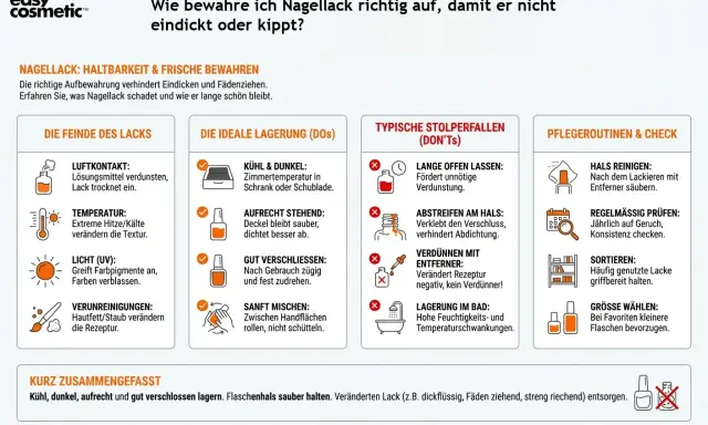 Nagellack richtig lagern: kühl, dunkel, aufrecht & gut verschlossen. So kann er nicht eindicken oder kippen.