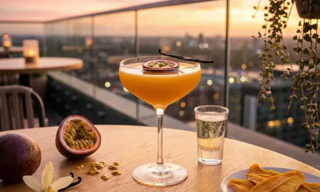 Ein Pornstar Martini Rezept mit Passionsfrucht, Vanille und einem Schuss Sekt. Perfekt für einen Abend auf der Dachterrasse.
