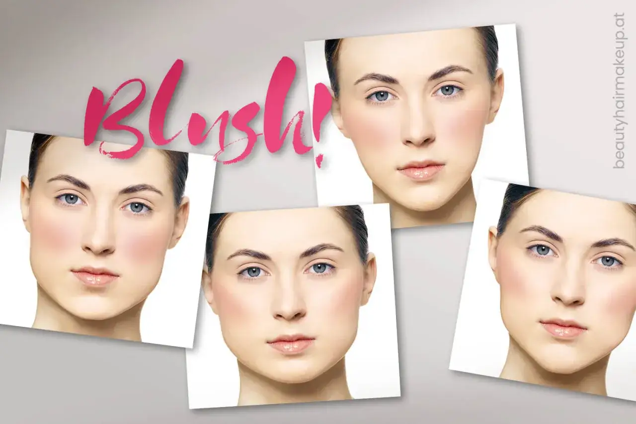 Vier Portr&auml;ts von Frauen, die zeigen, was Rouge ist: ein Hauch von Farbe auf den Wangen f&uuml;r einen frischen Look.
