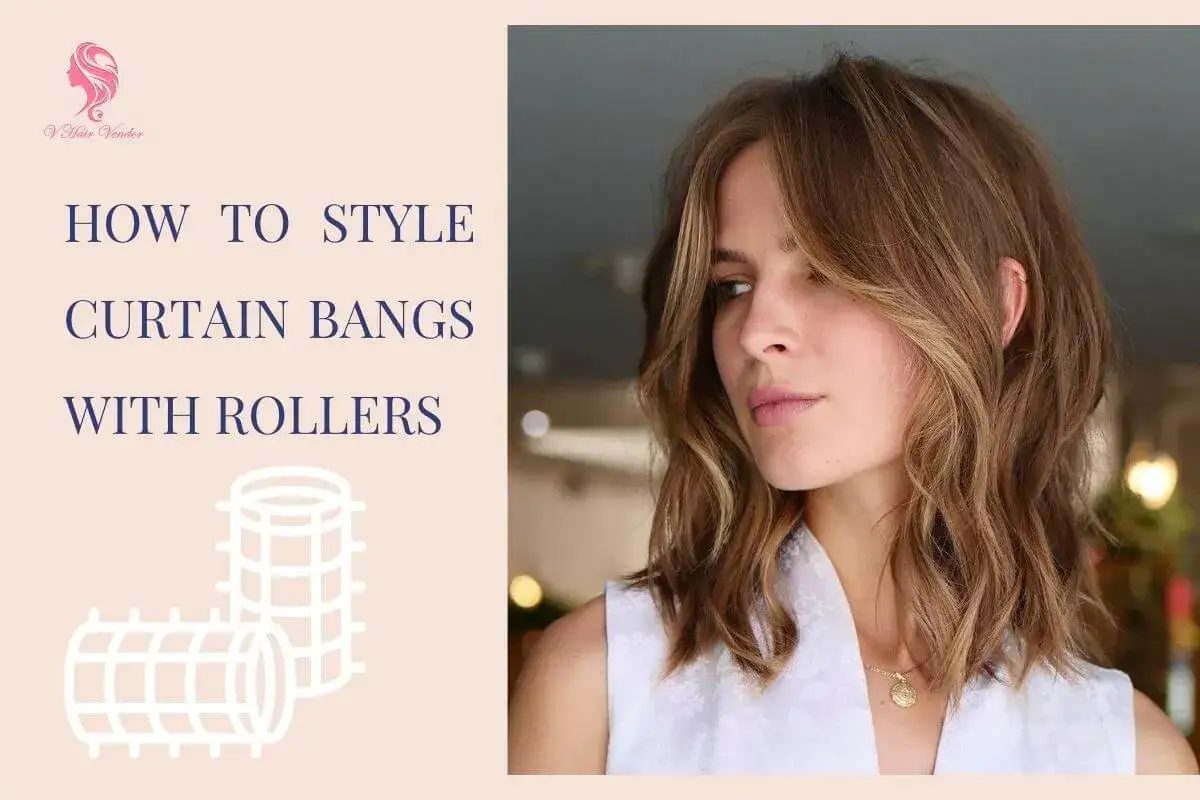Frauen mit Curtain Bangs und Locken, die mit Wicklern gestylt werden.