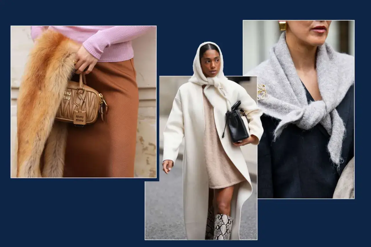 Drei Frauen zeigen, wie man einen Schal binden kann: mit Fell, als Kapuze oder elegant geknotet.