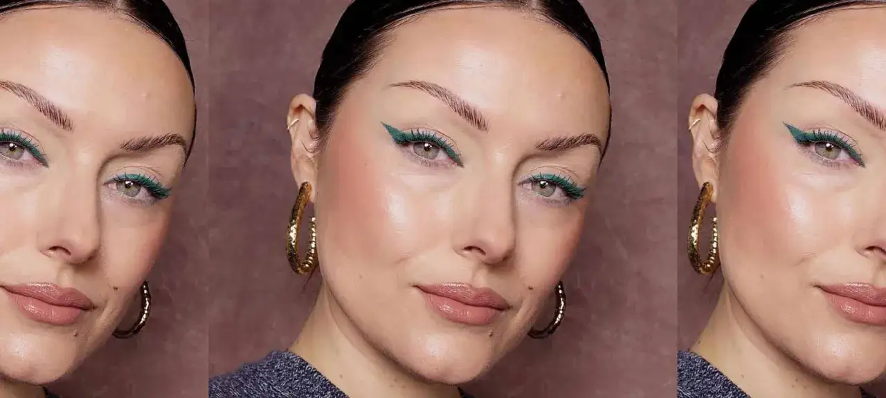 Ein Tutorial zeigt, wie man mit gr&uuml;nem Eyeliner bei Schlupflidern einen auff&auml;lligen Look kreiert.